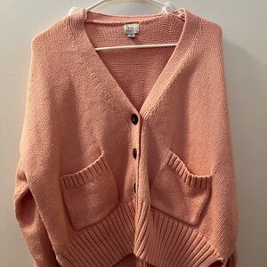 a new day Pink Cardigan Sweater with V-neck and relaxed fit